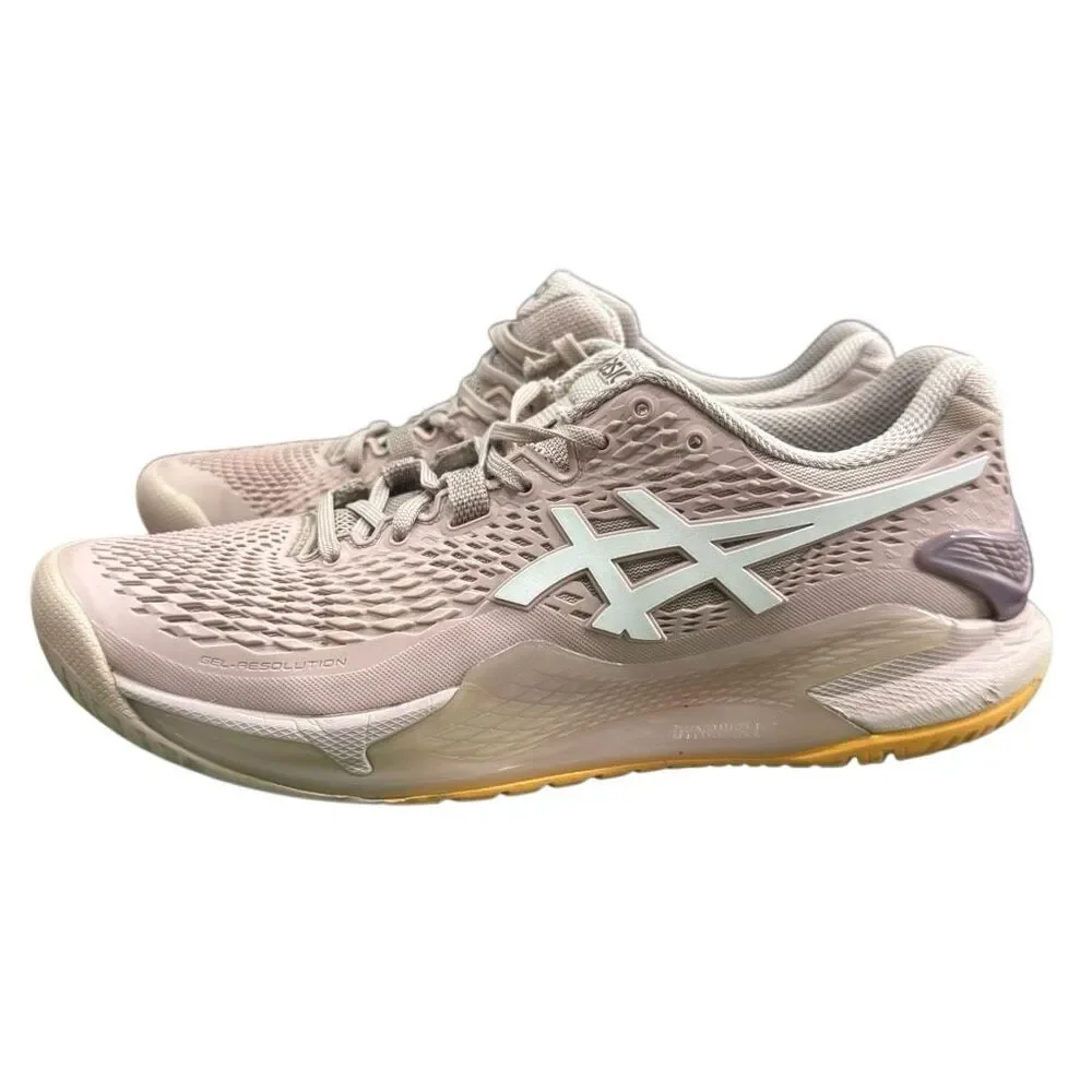 Asics Gel-Resolution 9 Tennis Shoes Womens US 9 White Pink Athletic 1042A208